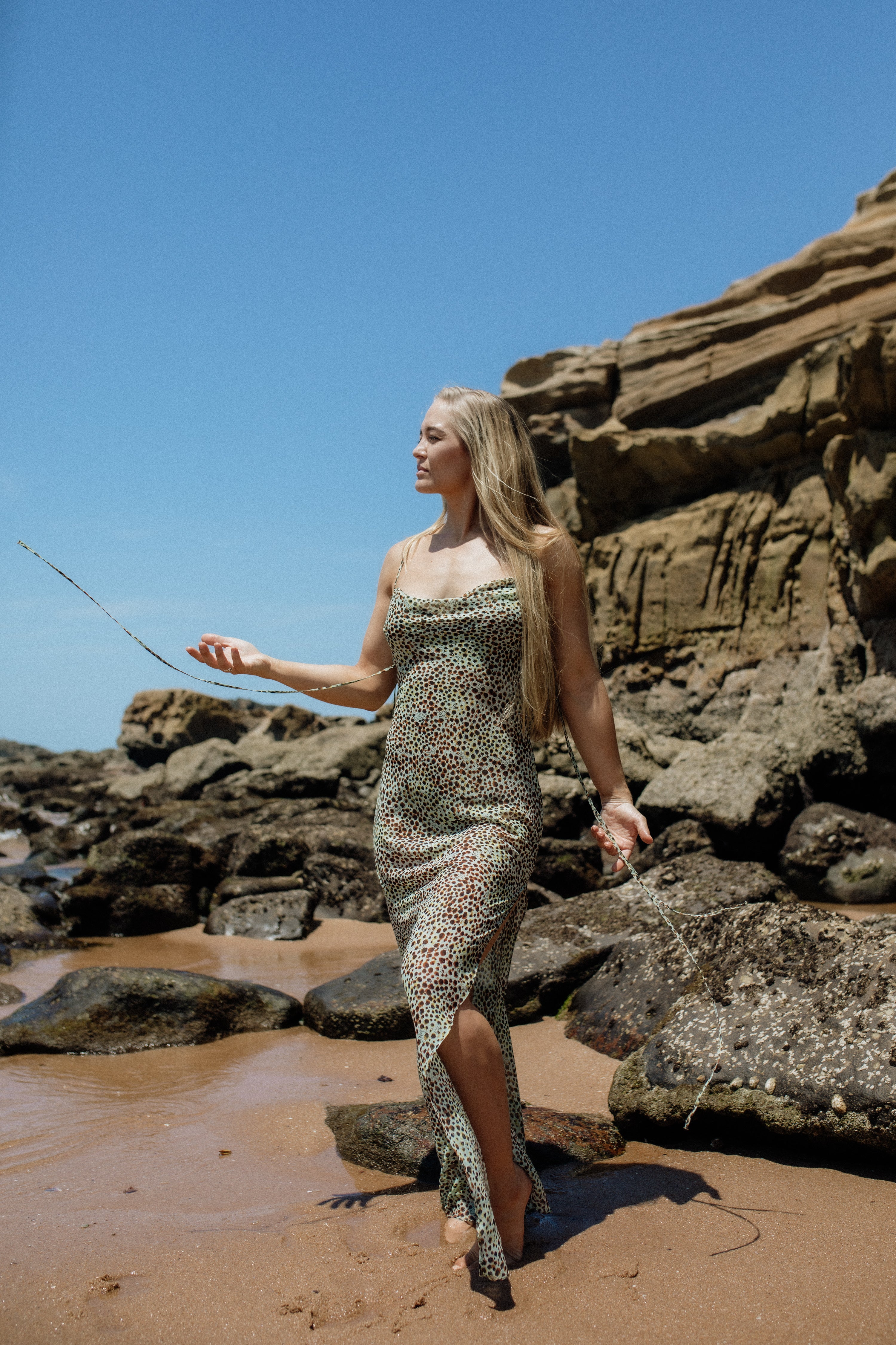 Chiara Dress turquoise sea urchin